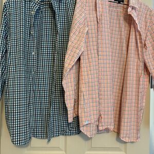Banana Republic Blue and Orange Checkered Shirt Jackets